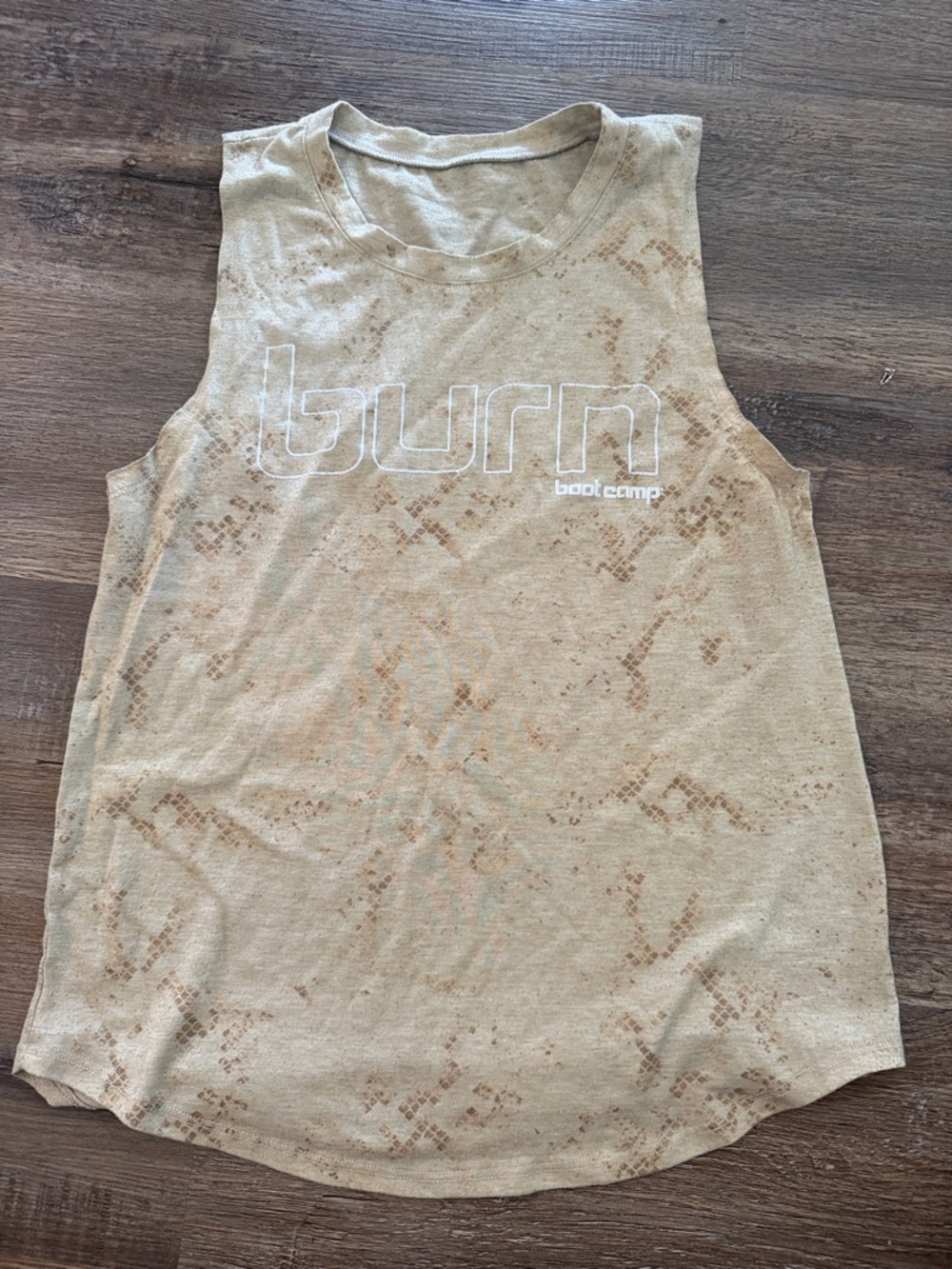 Women's Burn Bootcamp Sleeveless Muscle Tank in Tan
